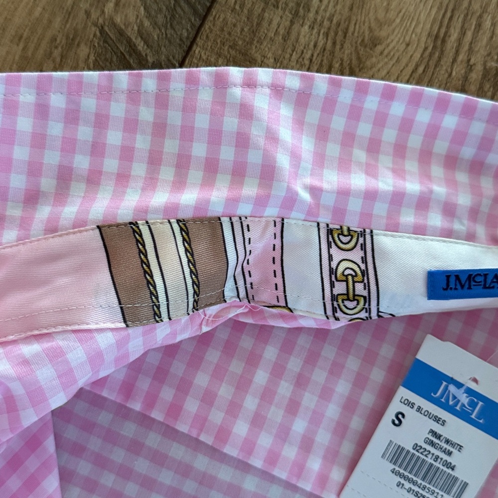 J.McLaughlin Lois Pink & White Gingham Shirt NWT Size Small - Picture 6 of 8